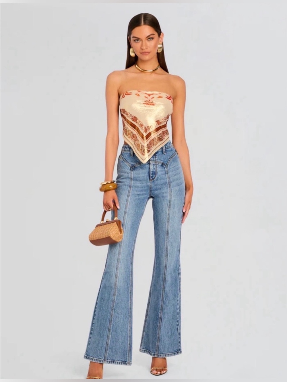 NWT Retrofete Maelle Bootcut Flare Denim Jeans Greenwich Trendy Sz 31 Fall Lux